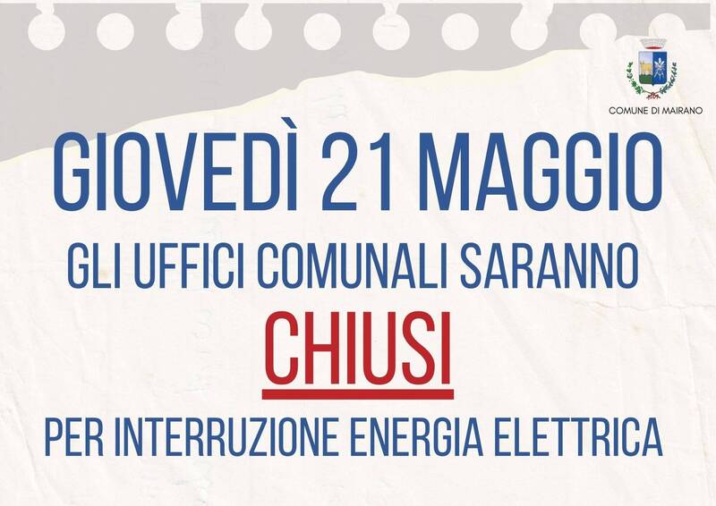 Chiusura uffici giovedì 21 maggio 2026