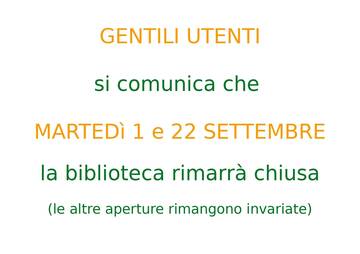 Chiusura Biblioteca